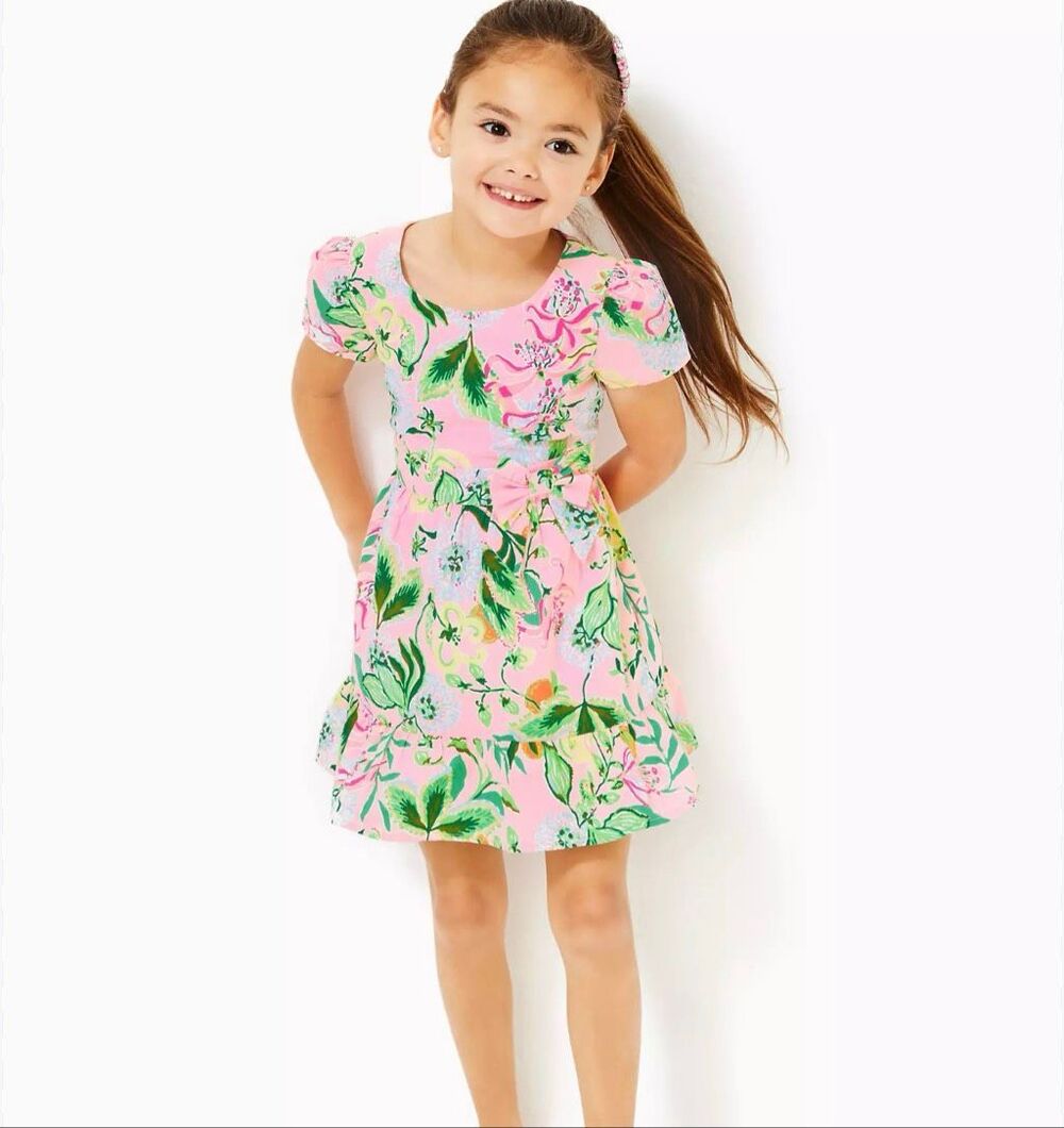 Lilly Pulitzer Kids' Girls Alexandra Cotton Dress Multi Via Amore Spritzer sz 6